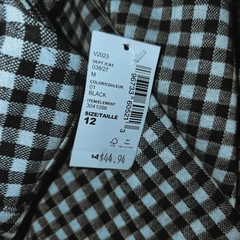 NWT The Children’s Place Girls Size 12 Black & White Gingham Belted Dress
